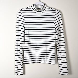 Brixton Ashley Long Sleeve Turtleneck Striped Black and White Womens Top Capsule
